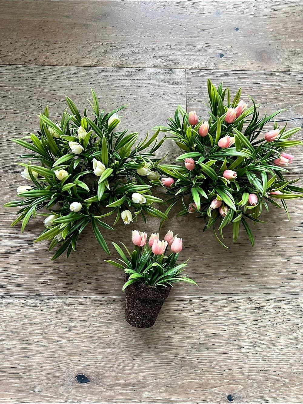 Faux Pink & Green Tulip Floral Arrangements